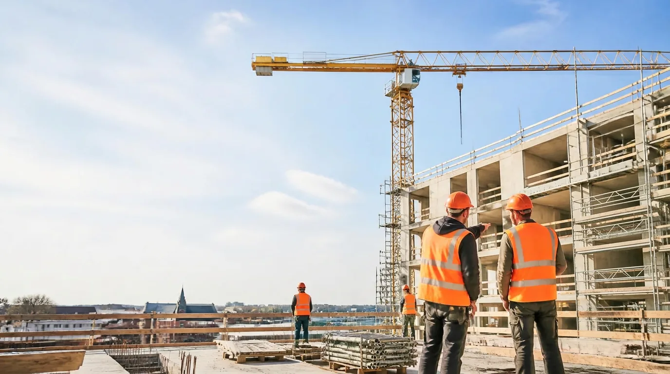 Bouwvakkers aan het werk op een werf
